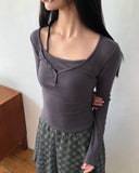 [Fake Layered/Peach Fuzz] Burnin Layered Button T-Shirt