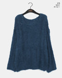 Aque Boatneck Off Shoulder Ribbed Angora Knit
