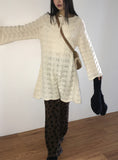 [MADE] Flute Ribbon Strap Punching Waves Knit One Piece