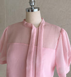 Melania See-Through Ribbon Tie Blouse