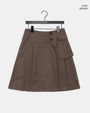 Lou Pocket Unbalanced Wrap Pleats Midi Skirt