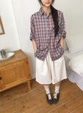 [unisex] Caraniel Check Roll-up Short Sleeve Shirt