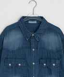 [Unisex] Huel Washing Denim Short Sleeve Shirt