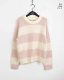 Mayo Wool Stripe Angora Semi-Crop Knit