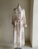 [Belt + inner set] Obek Pattern Chiffon Long One Piece
