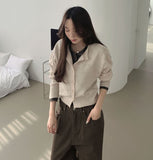 Wool Pendant High-Quality Color Matching Layered Cardigan