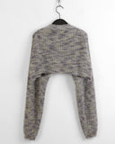 Raquel two-tone rainbow color matching bokashi angora knit bolero cardigan