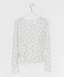 Zaina Tencel U-Neck See-through Flower Layered Long Sleeve Tee