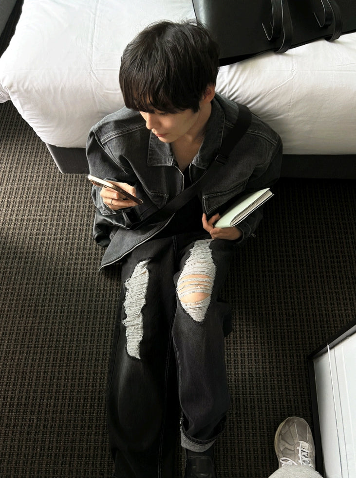 【COSYHARU】Damage Denim PT COSYHARU (コシハル) - ダメージデニムパンツ / Damage Denim PT