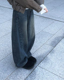[A/M] Seulleon Cut Denim Washing Wide Pants