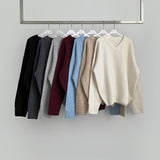 Wool Acrylic Blend V-neck Loose Fit Avant Knit