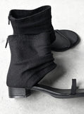 1162 Linen Toe Open Ankle Boots (3cm)