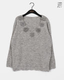 Huner Vintage Flower Loose Fit Off-Shoulder Knit