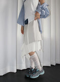 SLANT LAYERED MIDI SKIRT