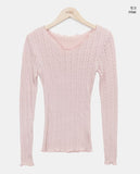 Burin Punched Wavy V-Neck Knit