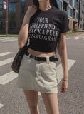 Media lettering cropped short-sleeved
