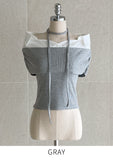 [Strap set] Mille Shirt Layered Off-Shoulder Shirring Knit