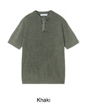 Coon Pigment Henry Neck Knit Short Sleeve