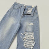 Light Blue Loose Hip Fit Wide Denim Pants