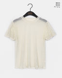 Lever Mesh Lace Short Sleeve T-Shirt