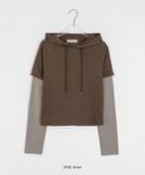 Kichiya Stripe Layered Crop Hoodie