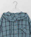 Yuito Seersucker Check Hood Short Sleeve Shirt