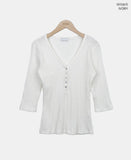 Lopon Ribbed Three Quarter T-shirt