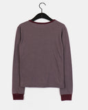 Penkey Stripe Lettering Semi-Cropped Long-Sleeved T-Shirt