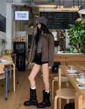 Dirt incision dyeing semi crop jacket