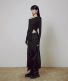 One-Shoulder Lettuce Stitch Cardigan