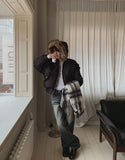 Rough Cat Brush Wide Denim Pants