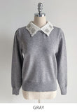 Nemyu Pearl Cubic Lace Collar Knit