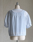 [Sleeveless  + Jacket set] Shuri Stripe Sleeveless Knit Linen Blouson Zip Up Jacket
