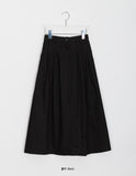 Ribam banding cotton pleats long skirt