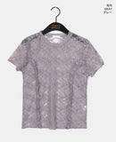 Puffy lace see-through frill t-shirt
