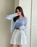 Amy Pintuck Banding Short Cotton Pants (Belt Set)