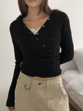 Brim brushed wrap button hoodie