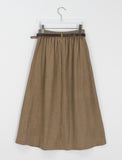 Kiden banding pin tuck corduroy belt long skirt