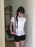 Torren Cap Sleeve Collar Short Sleeve Blouse Shirt