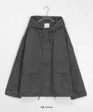 [unisex] Ikuni two-way string pocket cotton washing hooded nightgown jacket