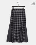 Kure check color matching long skirt