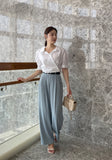 Pureine Pintuck Wide Slacks Pants (Belt set)