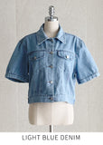 Fresh Denim Collar Short Jacket