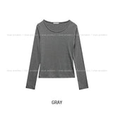 [U-BASIC] If Brushed Slim U-neck Long Sleeve