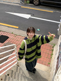[unisex] Araki Stripe Cable Hood Warmer Knit