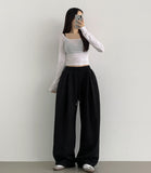 Pintuck 4-Season Wide Balloon Banding Pants
