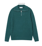 Cable pullover half zip-up knit