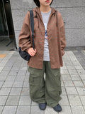 [BAONHAUS] Almeve Peach Fuzz Check Over Hood Shirt