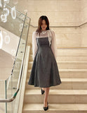 Ramet Tweed Chiffon Tie Flare One Piece