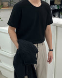 Dutz Layered U-Neck Short Sleeve T-shirt
